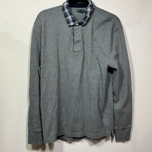 J. Crew Gray Polo with Checkered Collar